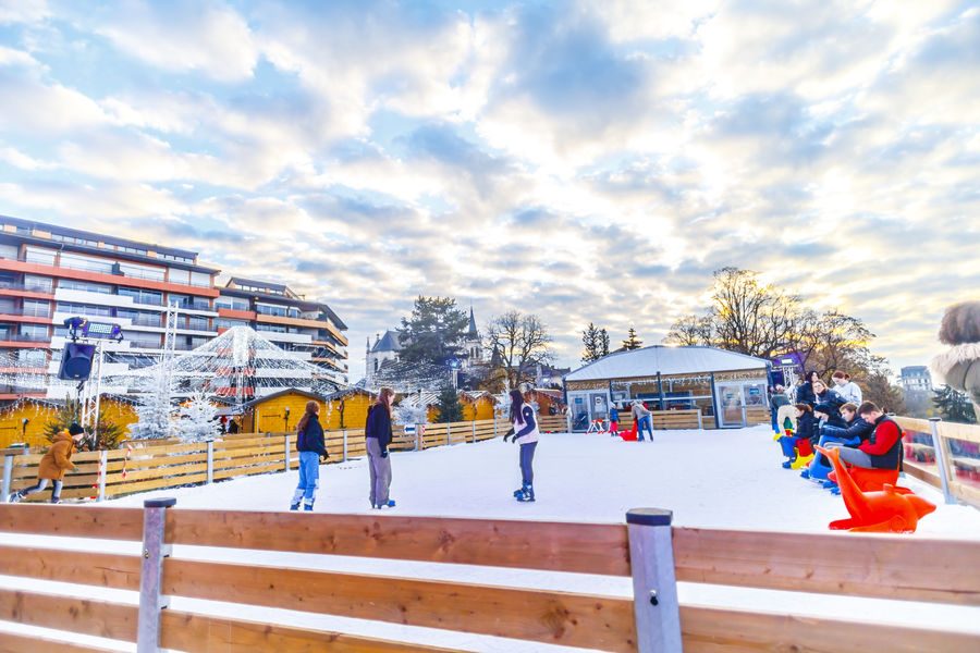 The ice rink and icy path